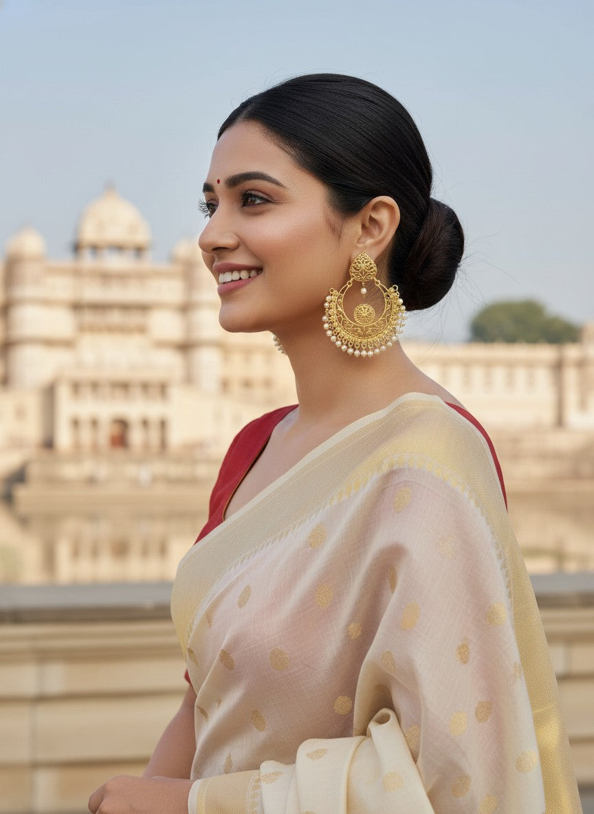 Designer Gold Plated Chandbali Earrings for Women