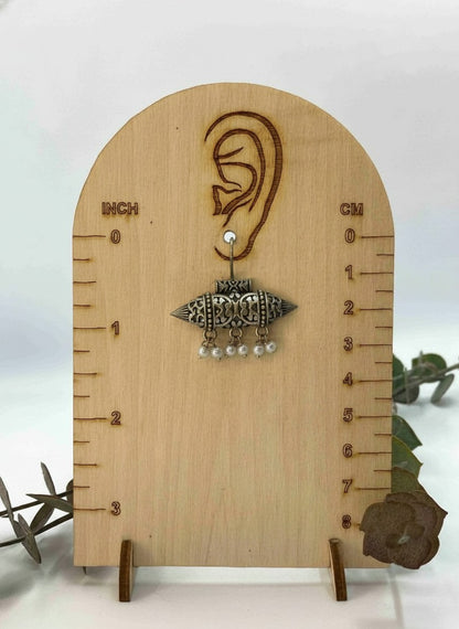 Silver Oxidized Pearl Hook Earrings for Women
