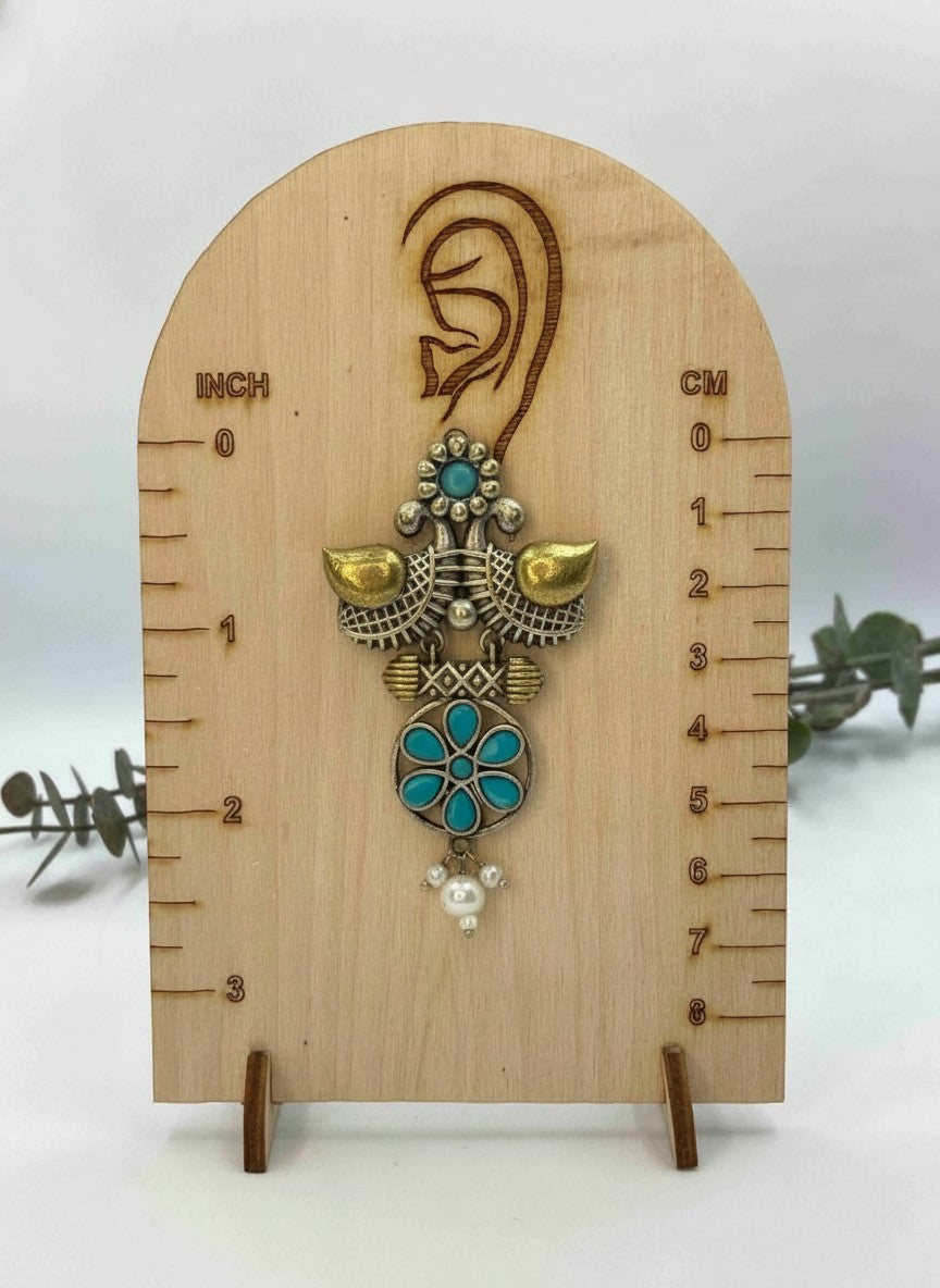 Traditional Two-Tone Oxidized Bird Earrings for Women