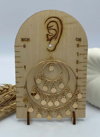 Trendy Gold Plated Multiple Round Shaped with Hanging Charms Hoops Earring for Women