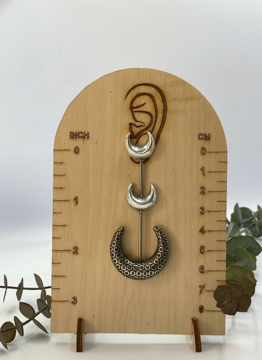 Silver Oxidized Half Moon Dangler Earrings