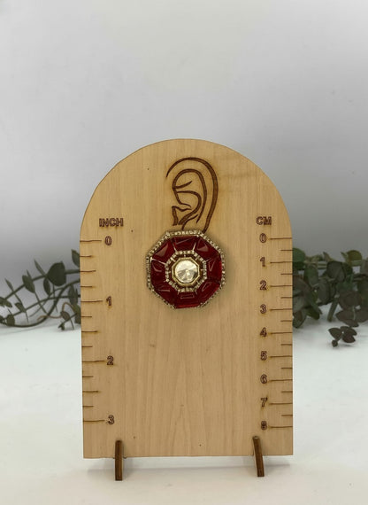 Red Octagon Kundan Jewelry Set – Choker with Matching Studs