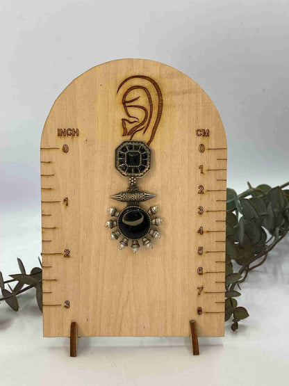 Silver Oxidized Drop Earrings with Monalisa Stone & Pearls