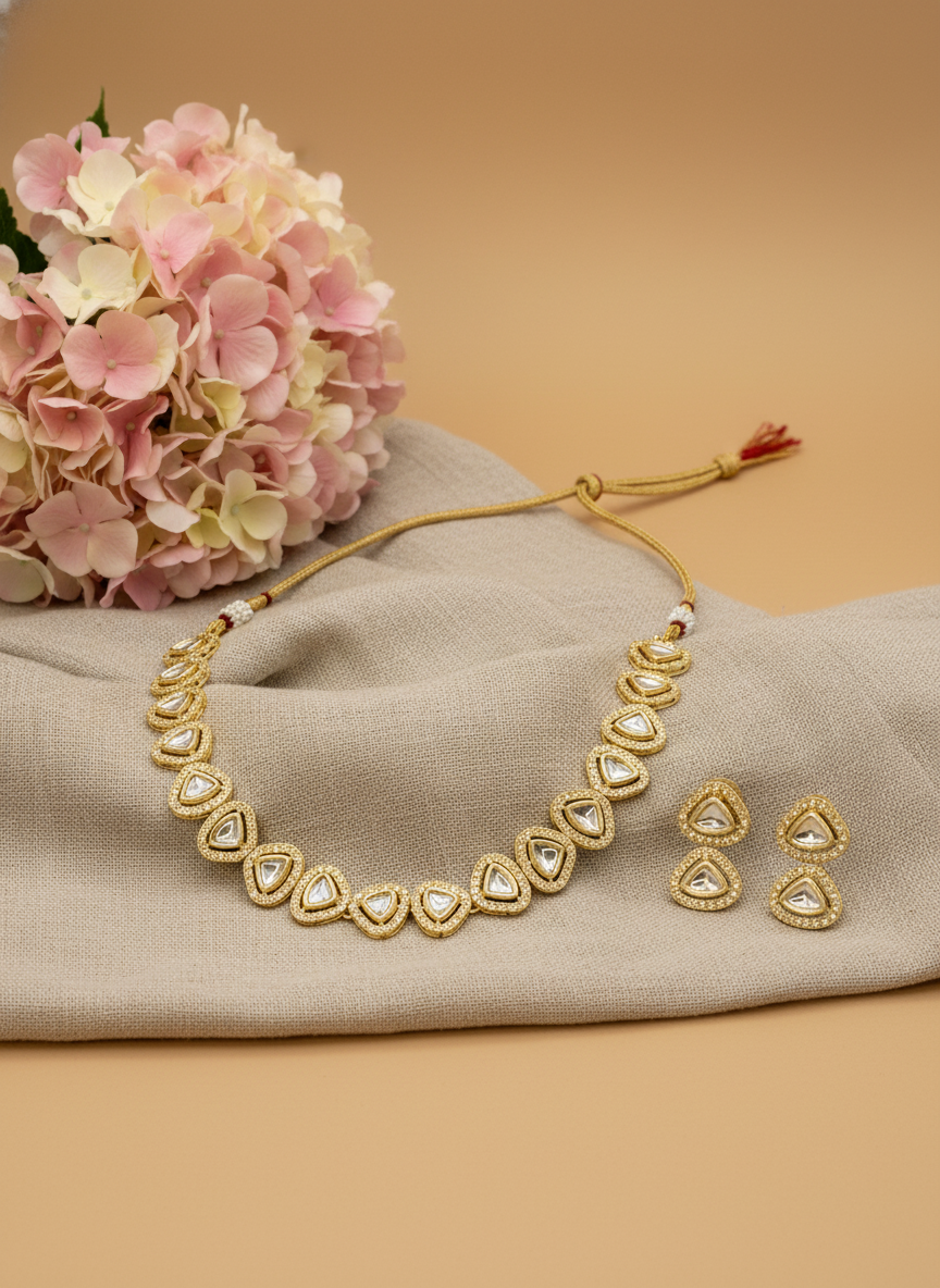 Gold Plated Kundan Necklace Set