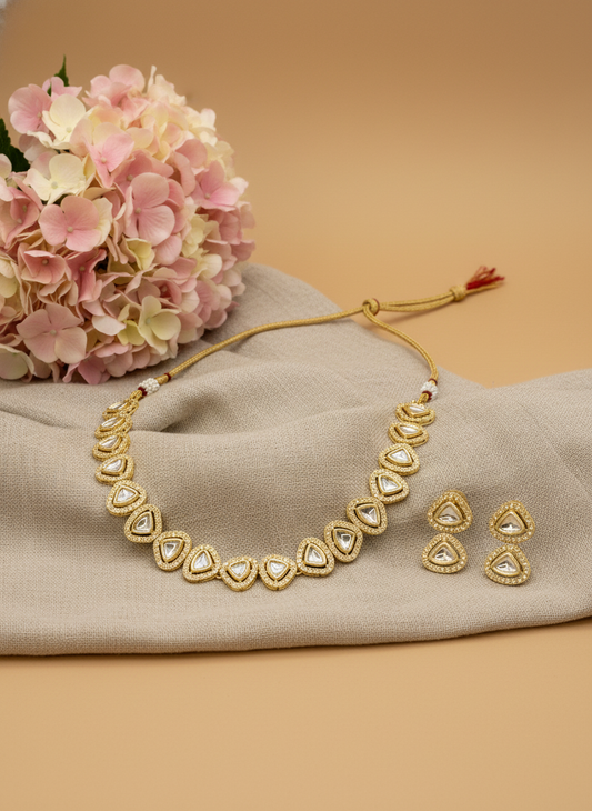 Gold Plated Kundan Necklace Set